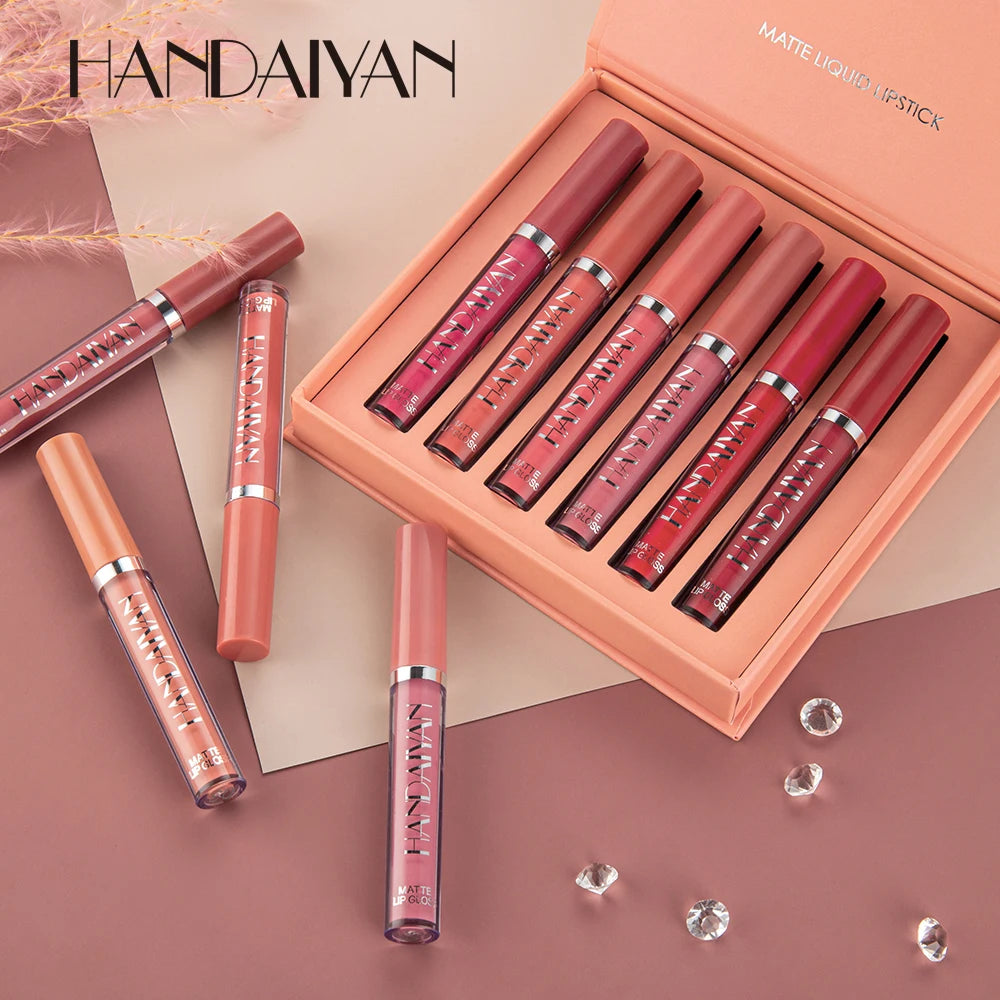 6-Pieces Non-Stick Liquid Lipstick Gift Set – Long-Lasting Matte Lip Gloss – Fade-Resistant, Smooth Finish
