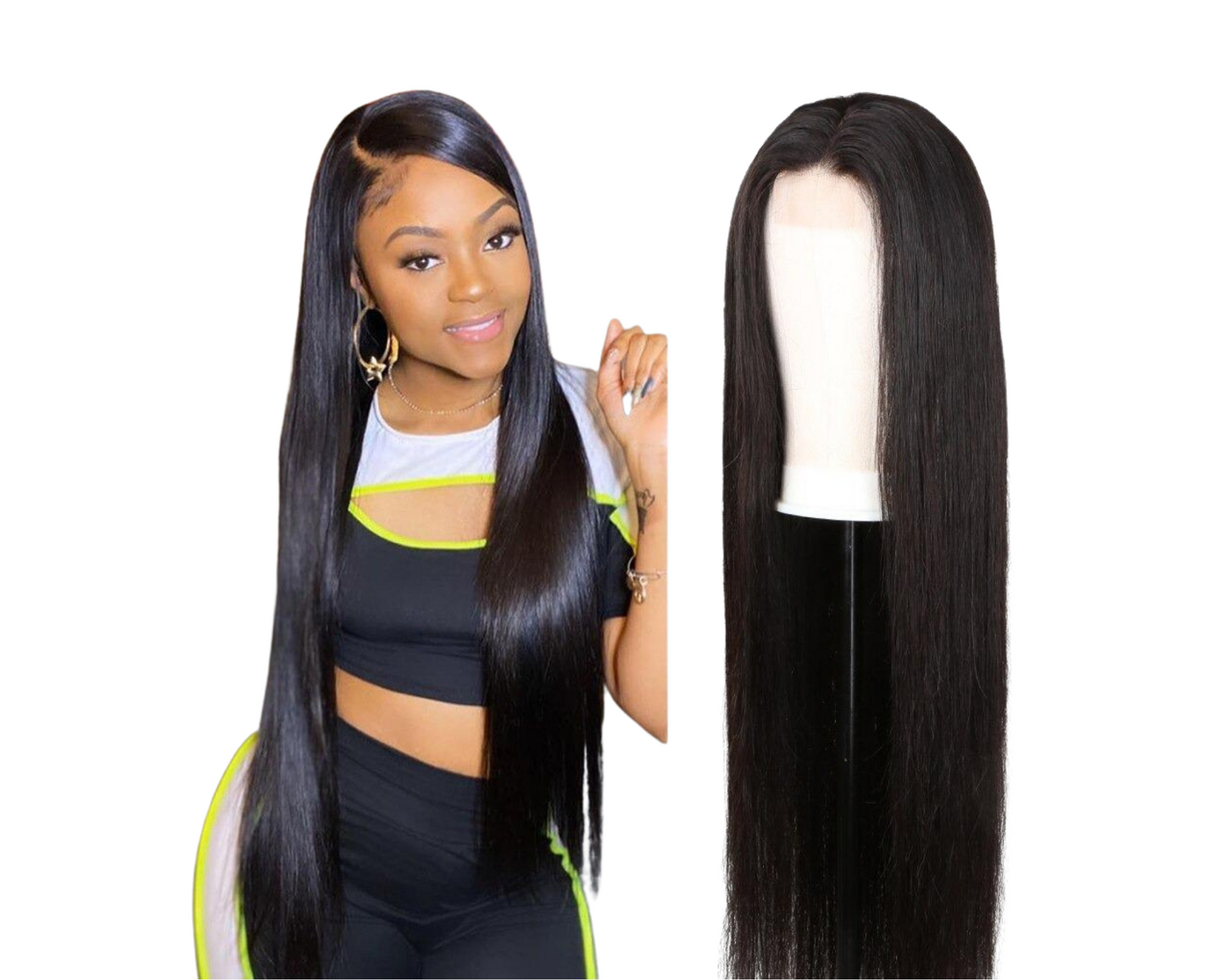 180% Density Full 4x4 Transparent Lace Front Straight Human Hair Wigs
