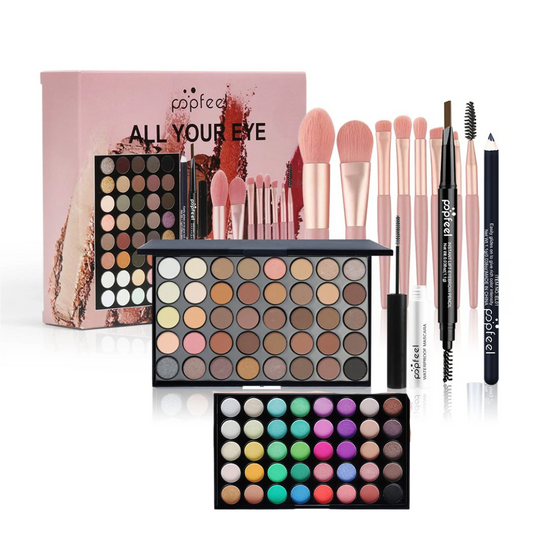 POPFEEL Professional Eye Makeup Gift Set – All-in-One Eye Kit with Eyeshadow Palette Eyeliner, Brow Pencil & Mascara