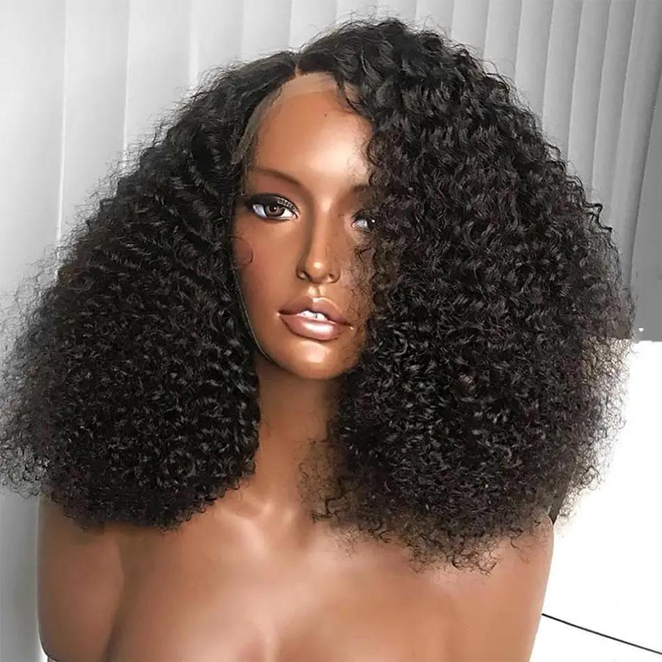 180% Density Full 4x4 Transparent Lace Front Afro Kinky Curly Human Ha
