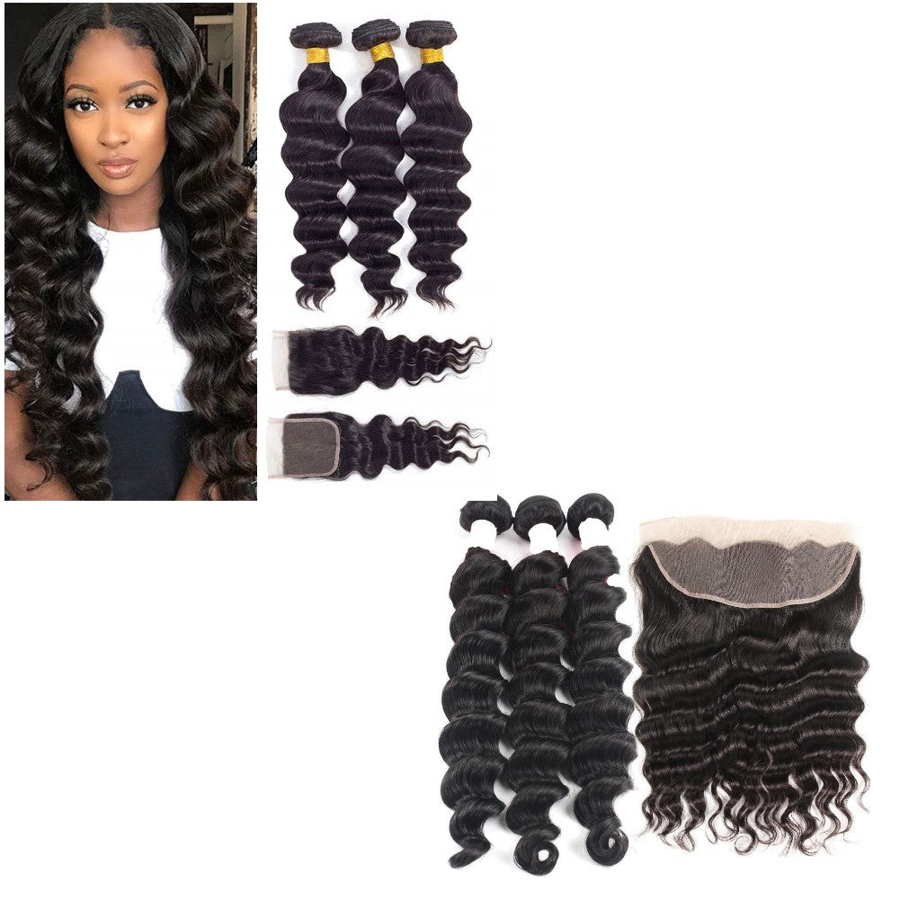 10A Grade 3/4 Loose Body Wave bundles with 4x4 Closures &13x4 Frontal