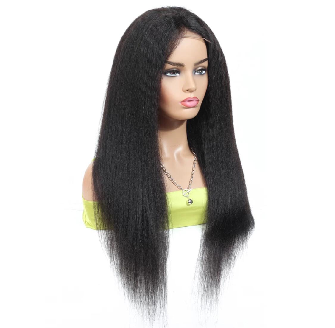 180% Density Full 4x4 Transparent Lace Front Kinky Straight Human Hair