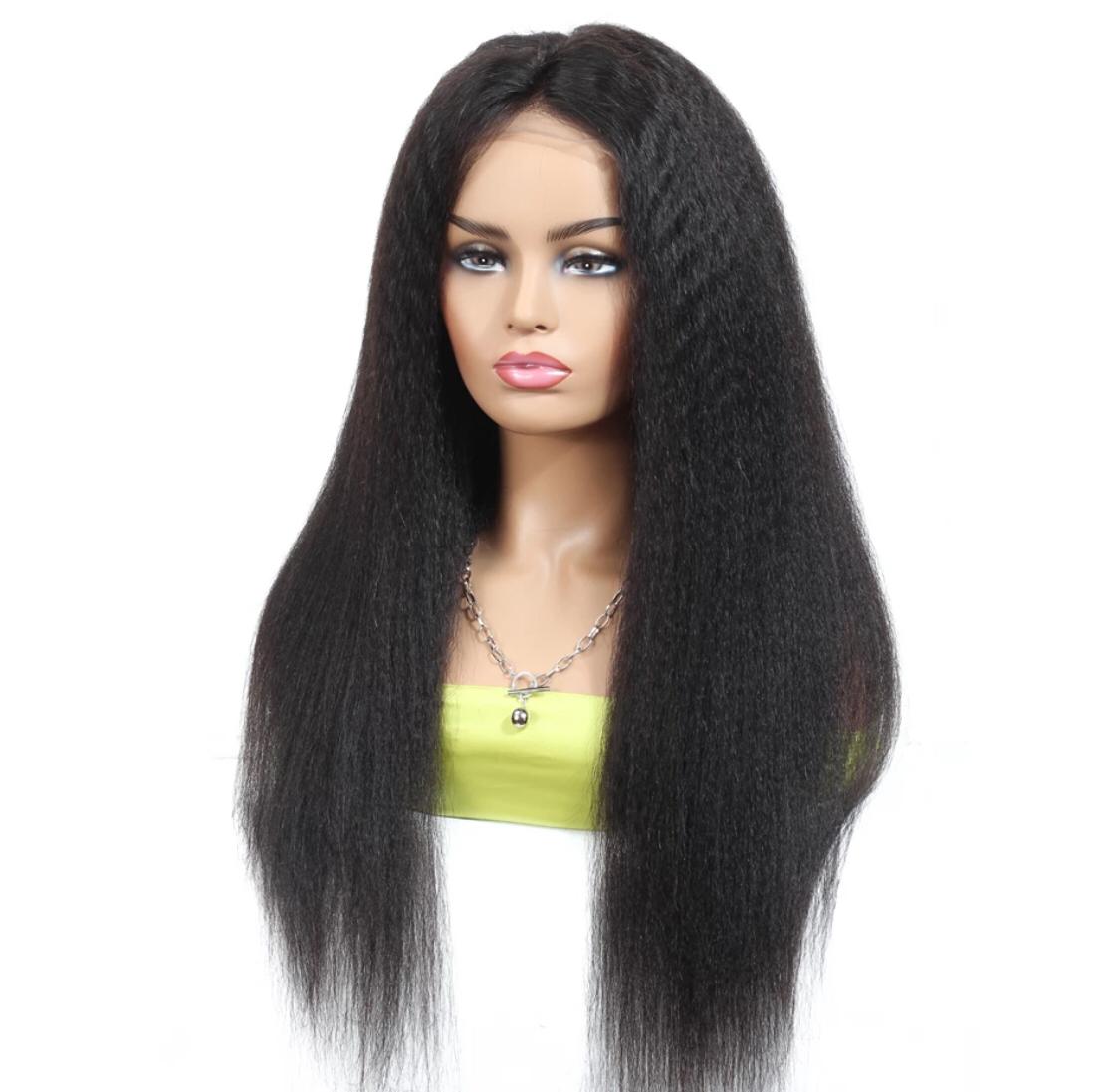 180% Density Full 4x4 Transparent Lace Front Kinky Straight Human Hair