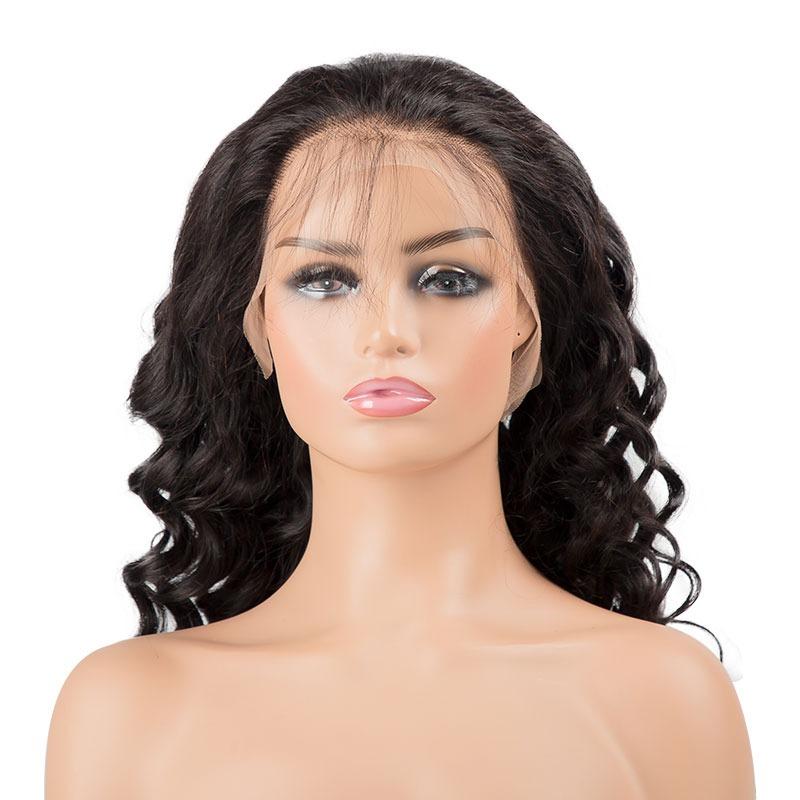 13x4 HD Transparent Lace Front Loose Curly Human Hair Wigs 200% Density