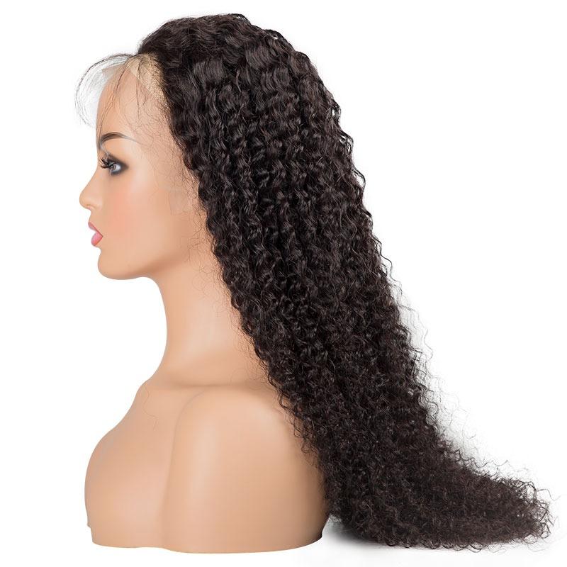 13x4 HD Transparent Lace Frontal Kinky Curly Human Hair Wigs 200% Dens