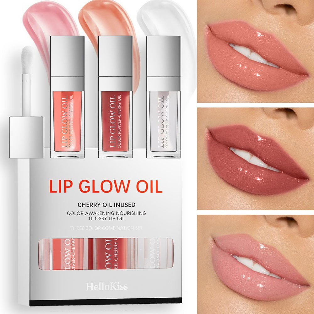 Crystal Jelly Moisturizing Lip Oil Set – Tinted Lip Glow Oil for Hydrating Shine & Natural Color, Lightweight Lip Gloss Makeup Kit