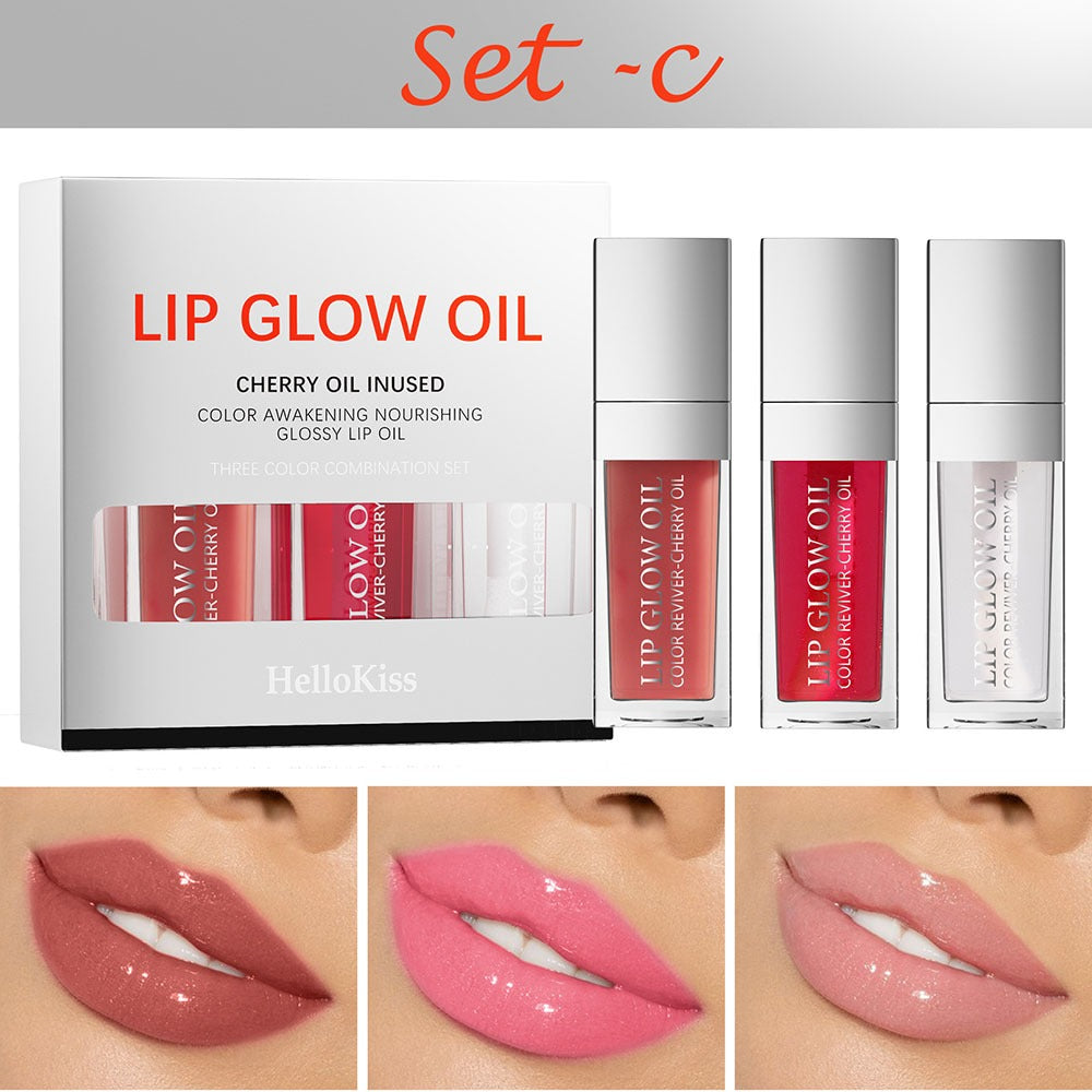 Crystal Jelly Moisturizing Lip Oil Set – Tinted Lip Glow Oil for Hydrating Shine & Natural Color, Lightweight Lip Gloss Makeup Kit