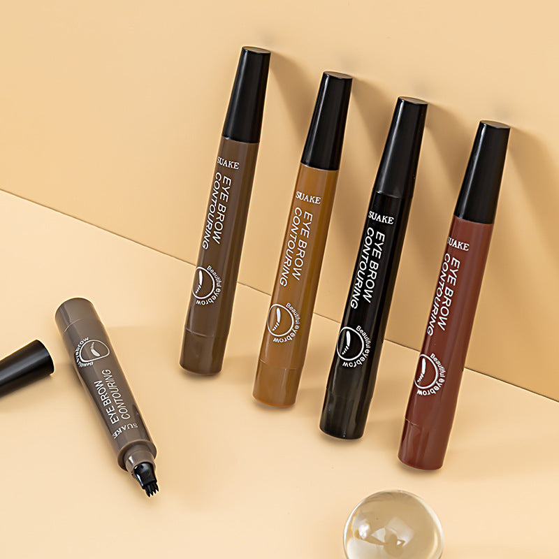 5pcs 4D Microblading Eyebrow Pens – 4-Prong Tip Tattoo Effect, Long-Lasting Liquid Eyebrow Pencil for Natural Hair-Like Strokes