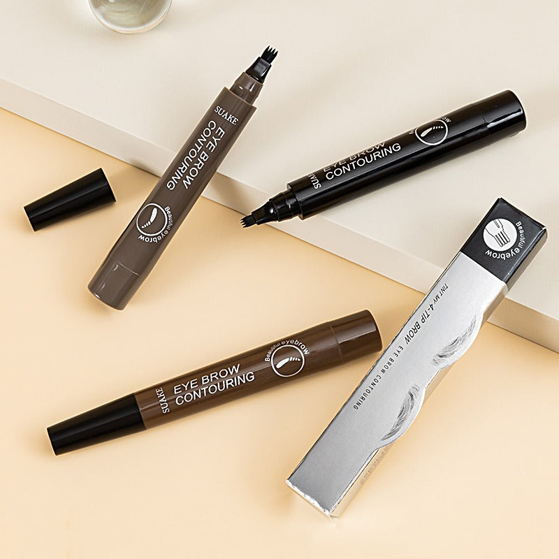 5pcs 4D Microblading Eyebrow Pens – 4-Prong Tip Tattoo Effect, Long-Lasting Liquid Eyebrow Pencil for Natural Hair-Like Strokes