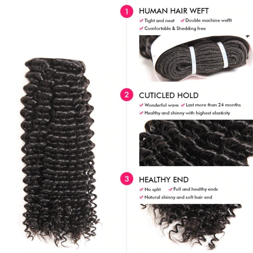 Super Double Drawn 12A Grade Kinky Curl BUNDLES with CLOSURES & FRONTA