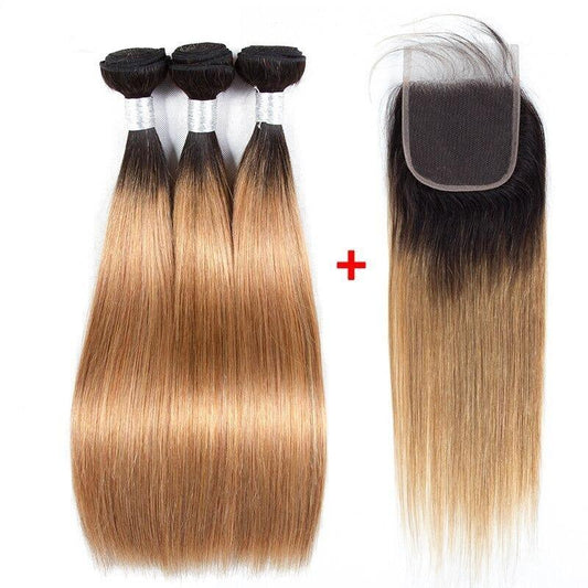 BeuMax 1B/27 Straight Hair BUNDLES with CLOSURES & FRONTALS