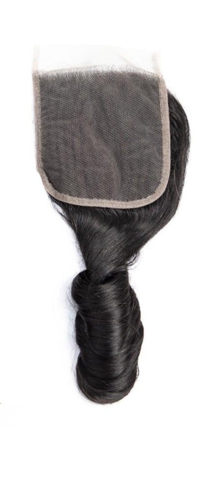 10A Grade 3/4 Straight Bouncy Curl Fumi Human Hair bundles with 4x4 Closures