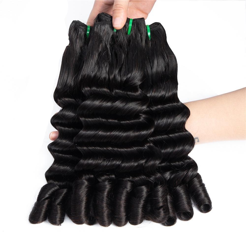 Beumax Double Drawn 12A Grade Fancy Curl BUNDLES with CLOSURES &