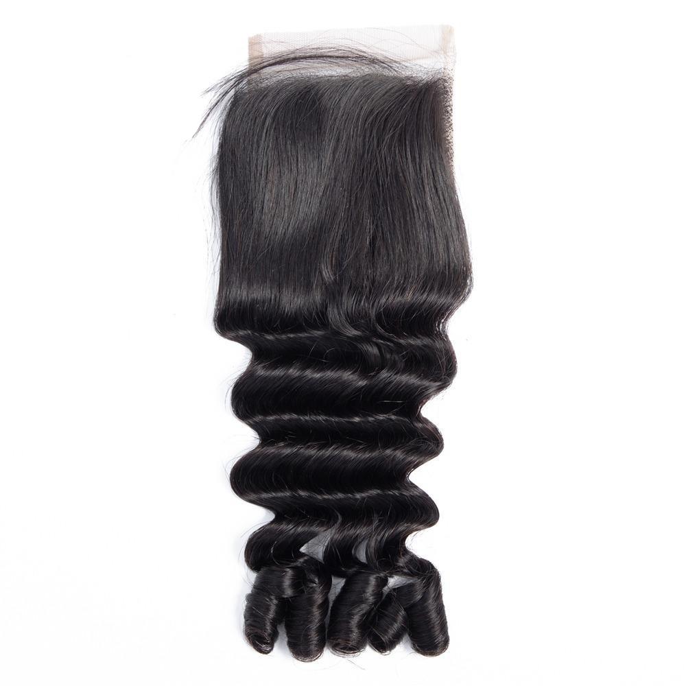 Super Double Drawn 12A Grade Fancy Curl Fumi Hair BUNDLES with CLOSURE