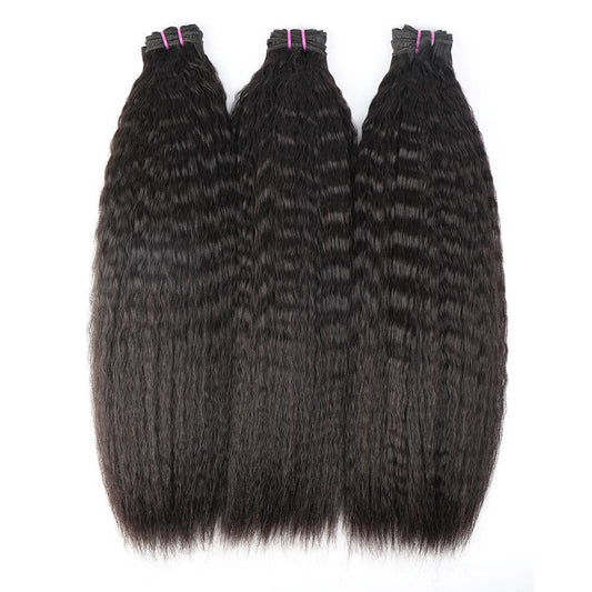 Super Double Drawn 12A Grade Kinky Straight BUNDLES with CLOSURES & FR