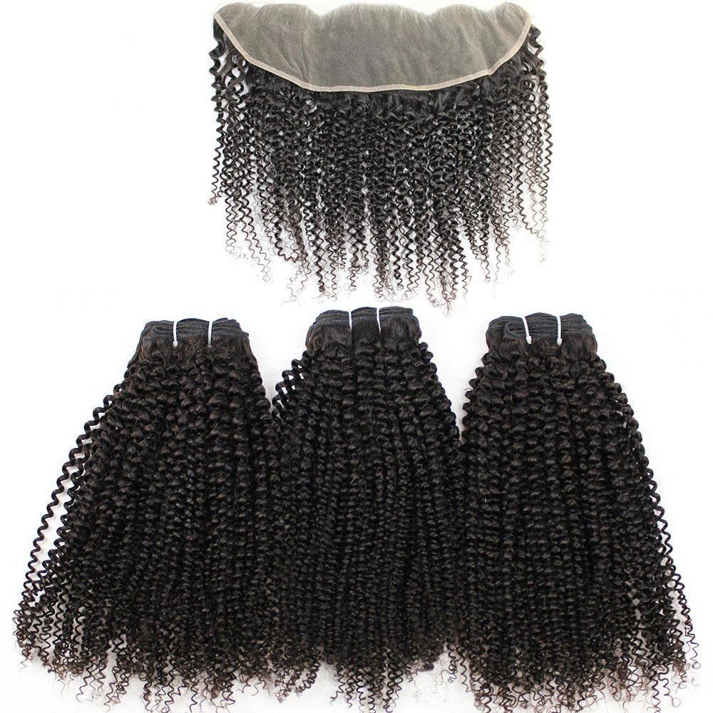 Beumax Double Drawn 12A Grade Afro Kinky Curly BUNDLES with CLOSURES & FRONTALS