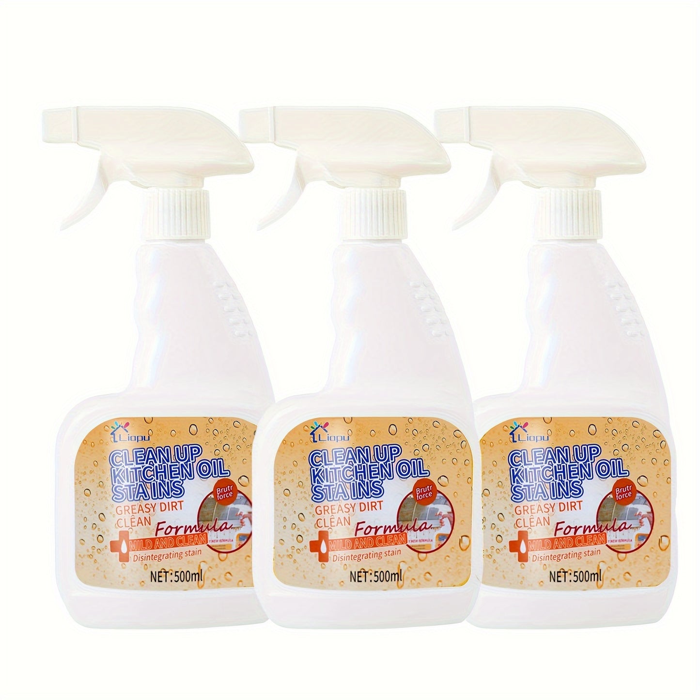 Kitchen Heavy-Duty Oil Stain Remover 500ml Deep Cleaning Spray with Lemon Scent No-Residue Formula for Stoves, Ovens, Utensils & Appliances