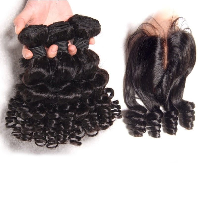 10A Grade Brazilian 3/4 Funmi Hair Human Hair bundles with 4x4 Closure