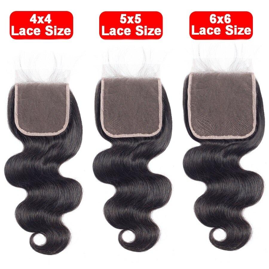 10A Grade 4x4 Brazilian Body Wave 5x5 Lace 6x6 Closure Remy Human Hair