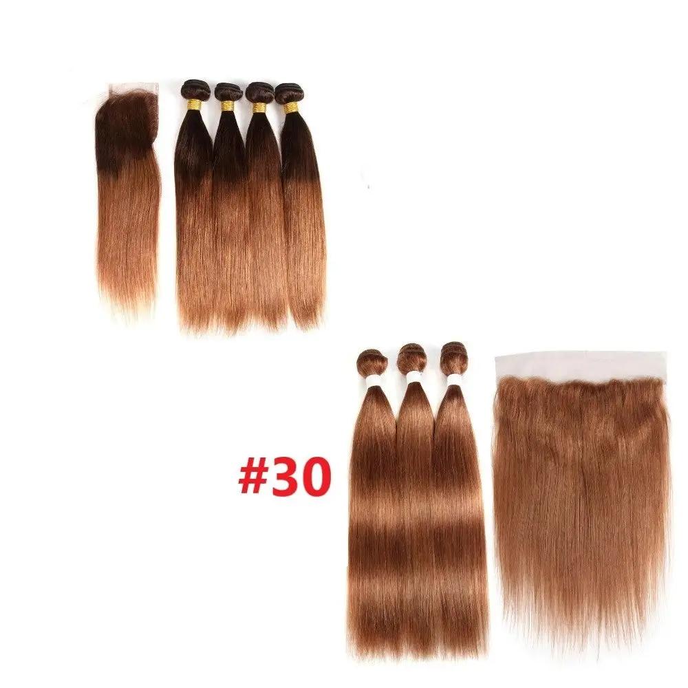 #4/30 Straight Ombre 10A Grade Body Wave #30 BUNDLES with 4x4  CLOSURE