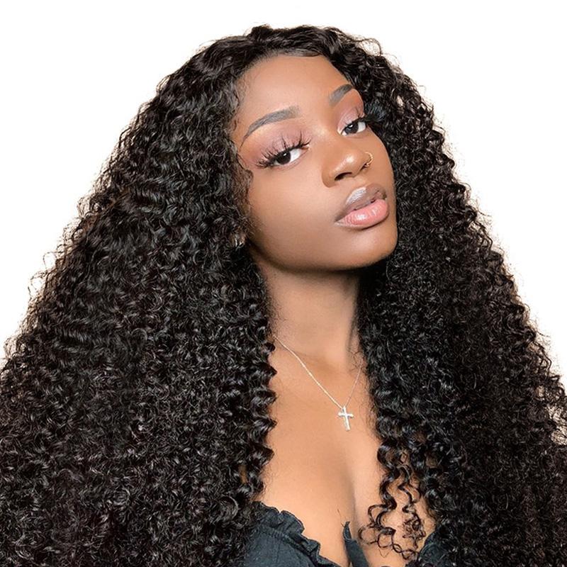 Beumax 13x6 Kinky Curly Lace Frontal Human Hair Wigs