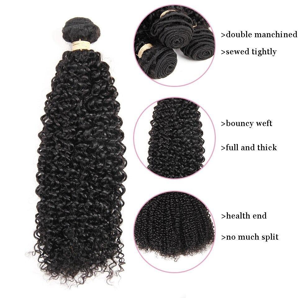 BeuMax 10A Grade 3/4 Kinky Curl bundles with 13x4 Frontal