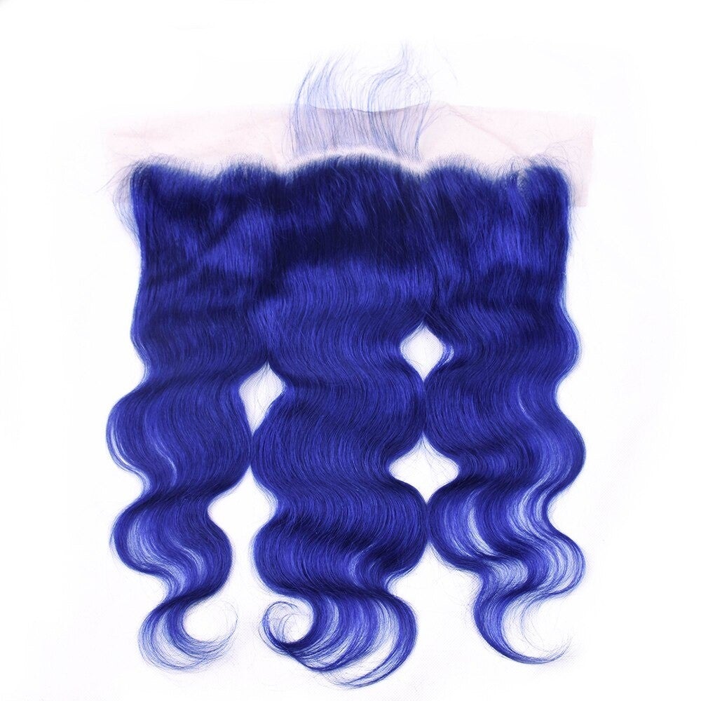 10A Grade Blue Body Wave BUNDLES with CLOSURES & FRONTALS #1B/ blue