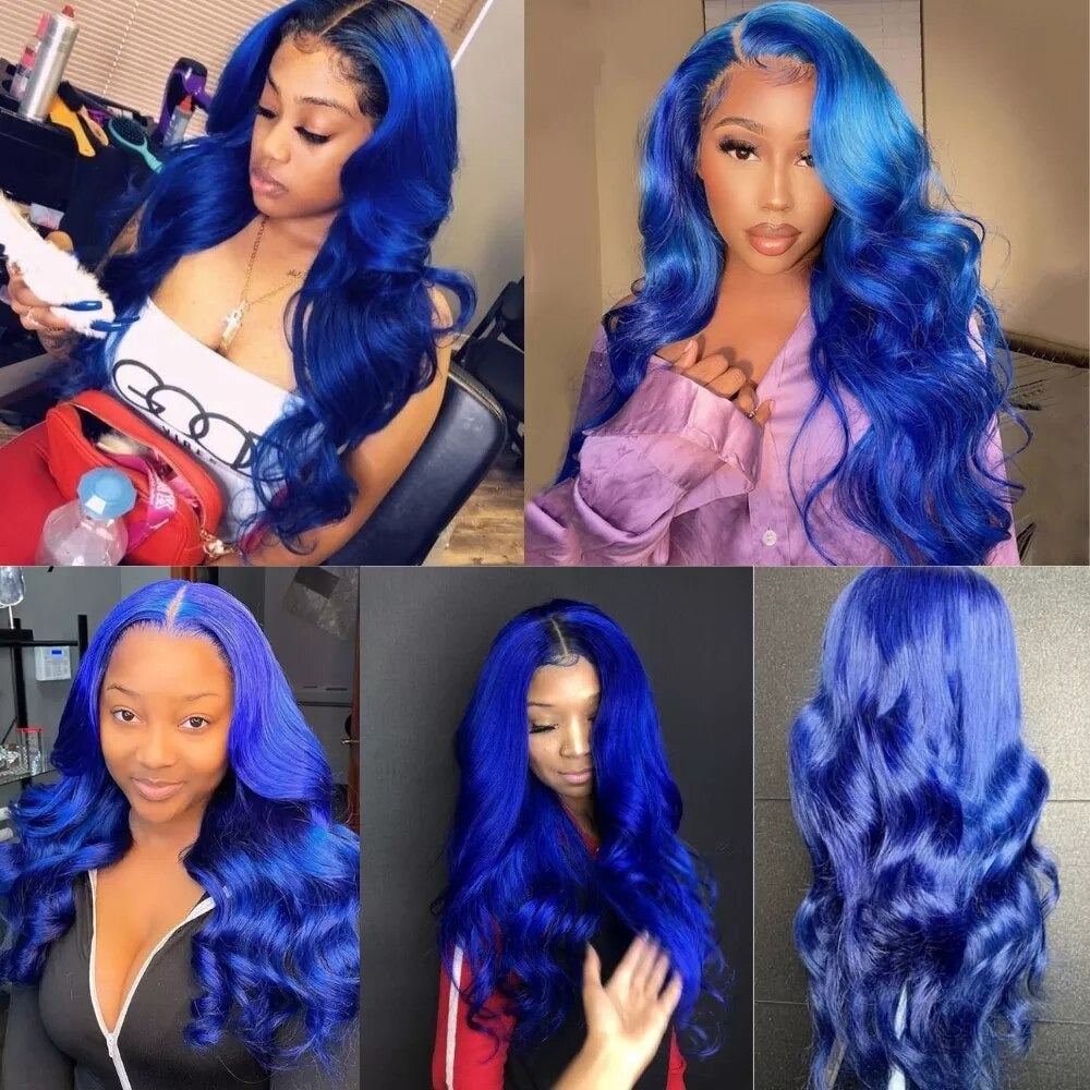 10A Grade Blue Body Wave BUNDLES with CLOSURES & FRONTALS #1B/ blue