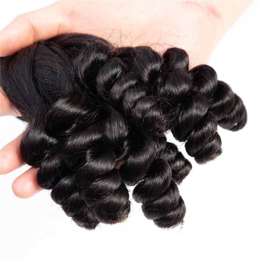 10A Grade Brazilian 3/4 Spiral Curl Human Hair bundles with 4x4 Closur