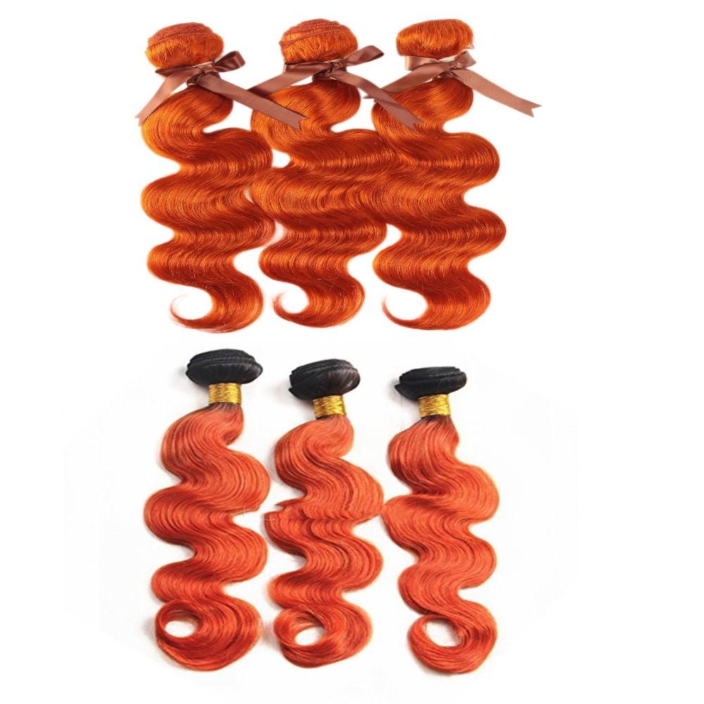 10A Grade Orange #1B/350 Body Wave BUNDLES with CLOSURES & FRONTALS