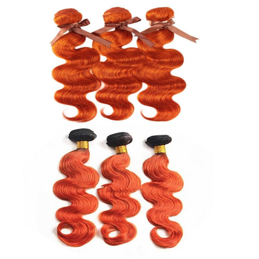 10A Grade Orange #1B/350 Body Wave BUNDLES with CLOSURES & FRONTALS