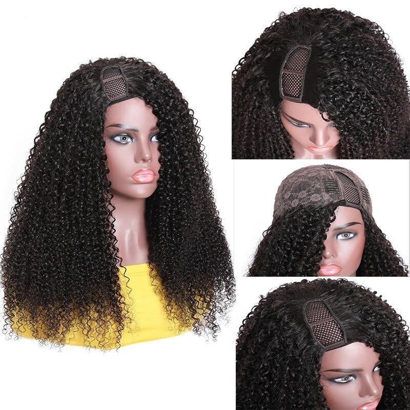U Part Wig Kinky Curly Human Hair Wigs For Black Women Brazilian Remy