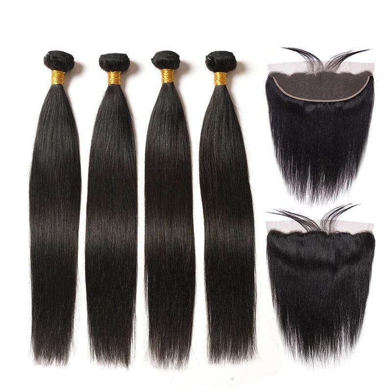 BeuMax 10A Grade 3/4 Straight Hair bundles with 13x4 Frontal