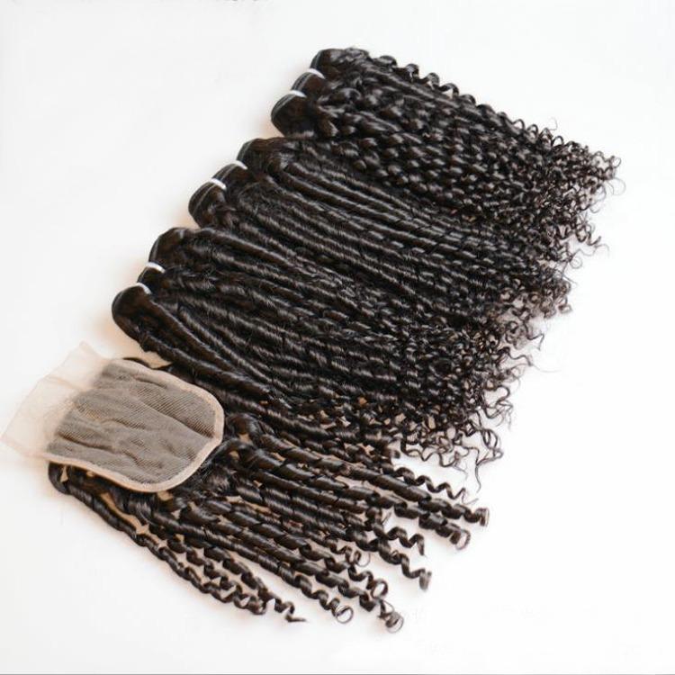 Beumax Double Drawn 12A Grade Bebe Pissy Curl BUNDLES with CLOSURES &