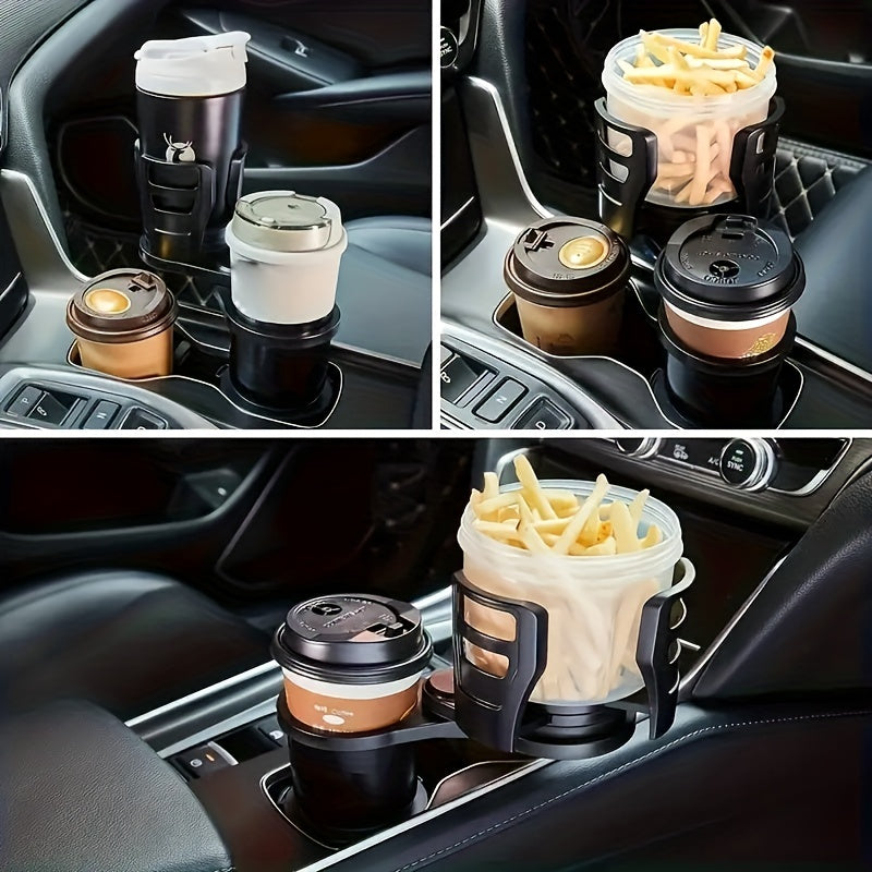 1PC Multifunction Car Cup Holder  2in1 Dual Drink Expander Adapter with 360 Rotation All Purpose Fit for Most Cars