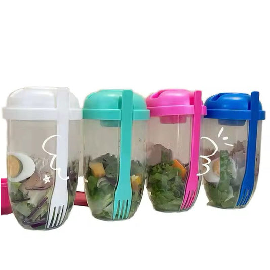 3 in 1 Salad Shaker Container, Cup and  Fork – 1000ml Portable Salad Container with Dressing Compartment – Perfect for Lunch, Picnics & Back-to-School Meals