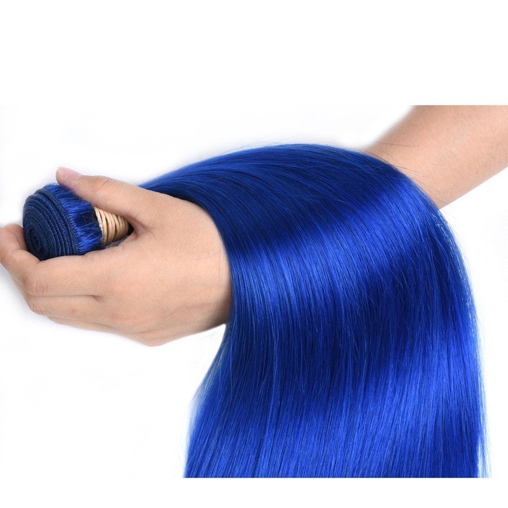 blue straight human hair bundles