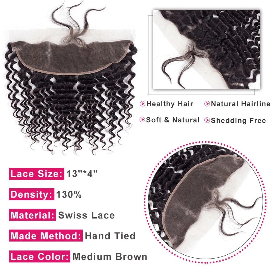 10A Grade 3/4 Deep Wave Human Hair bundles with 4x4 Closures & 13x4 Frontals