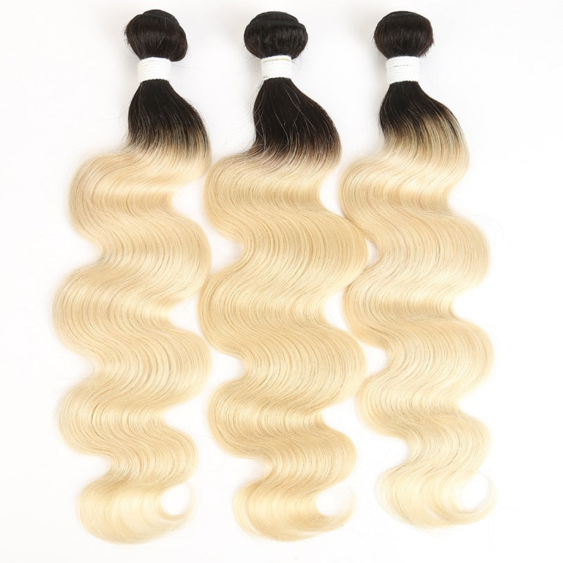 Blonde Body Wave #1B/613 BUNDLES with CLOSURES & FRONTALS