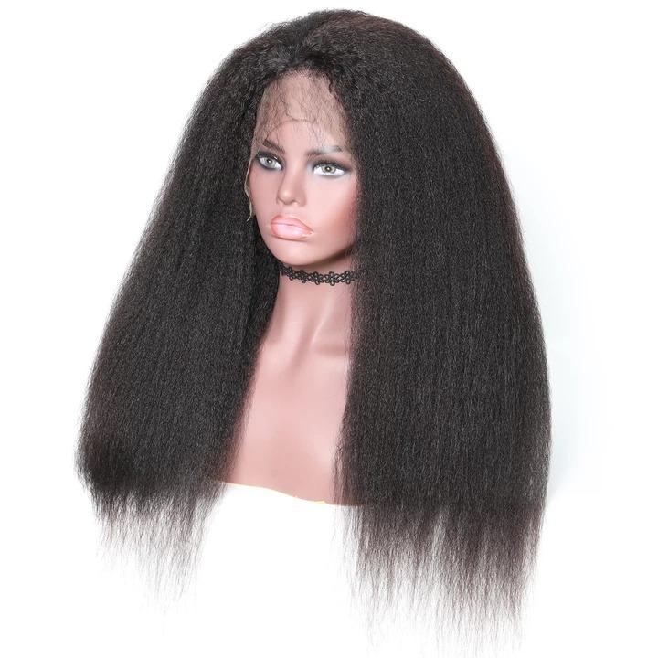 Kinky Straight 13x6 Transparent Lace Frontal Brazilian Human Hair Wigs