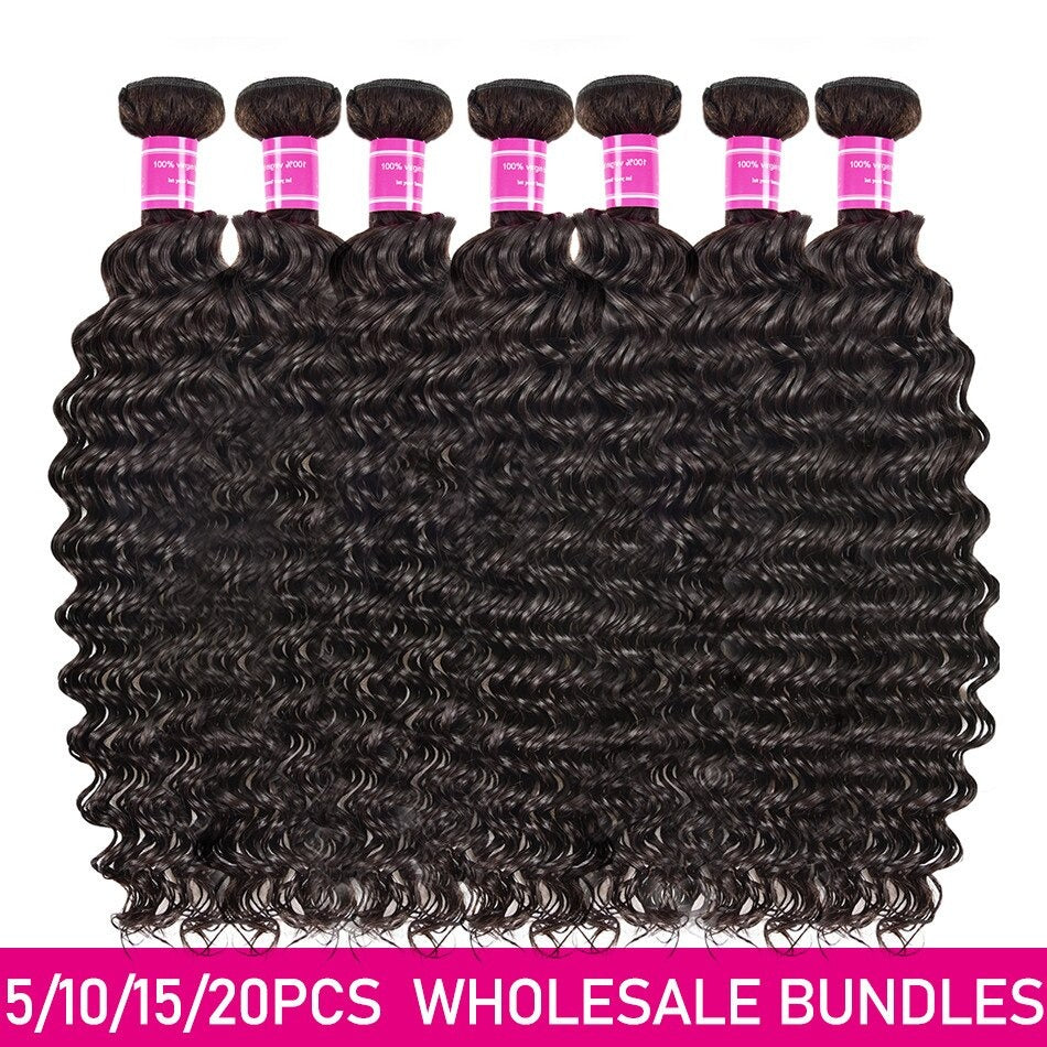 Wholesale Peruvian Deep Wave 5/6/10/12 Bundles 10A Grade Human Hair Bundles
