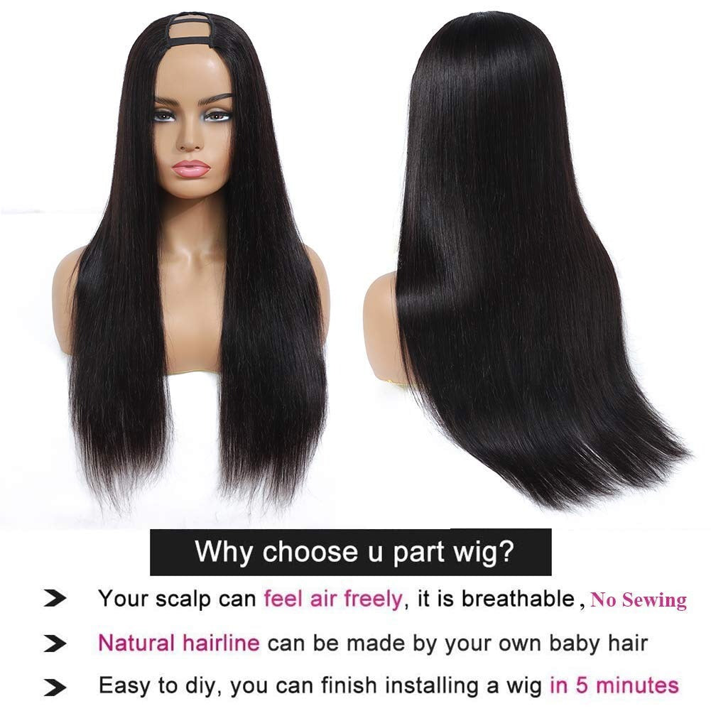 U Part Wig Straight Hair Human Hair Wigs For Black Women Brazilian