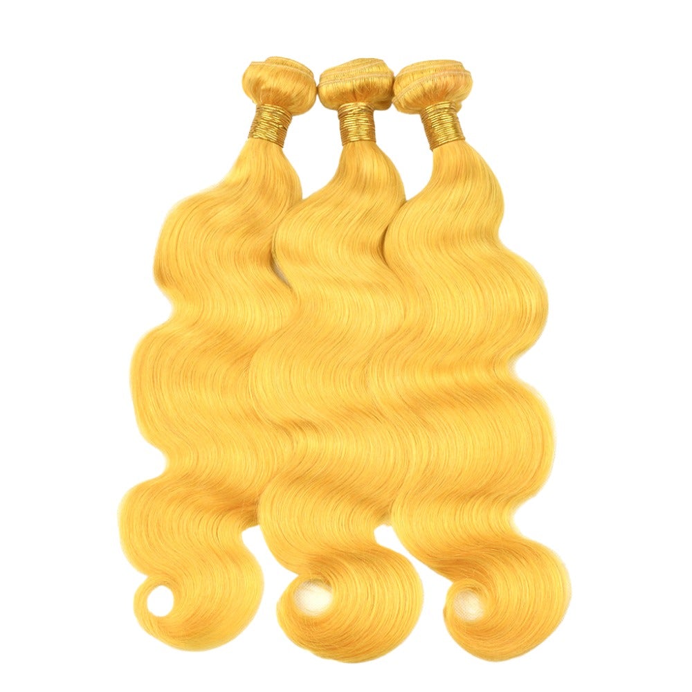 #Yellow 10A Grade #1B/Yellow Body Wave 3/4 Bundles with Closures & Frontals
