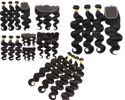 10A Grade Body Wave 3/4 Human Hair Bundles with 4x4 Closure 13x4 frontal