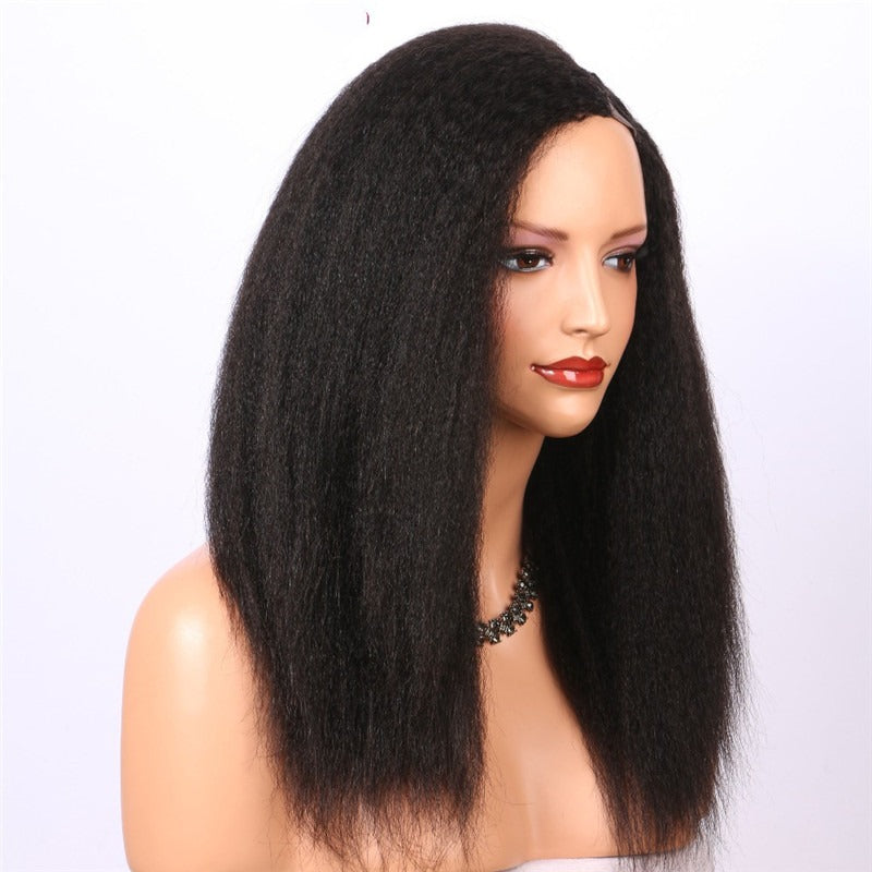 U Part Wig Kinky Straight Human Hair Wigs For Black Women Brazilian Remy Hair