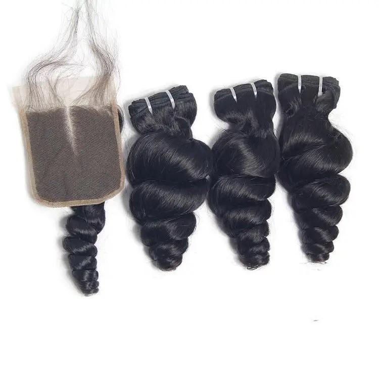 Super Double Drawn 12A Grade Loose Wave BUNDLES with CLOSURES & FRONTAL