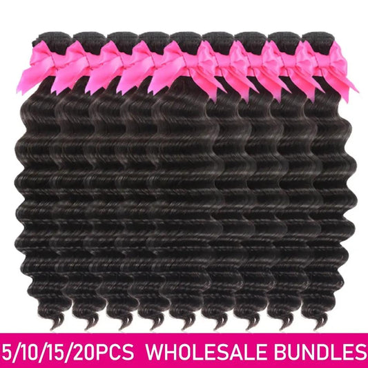 Wholesale 5/6/10/12 Bundles Brazilian Loose Deep Wave 10A Grade Human Hair Bundles