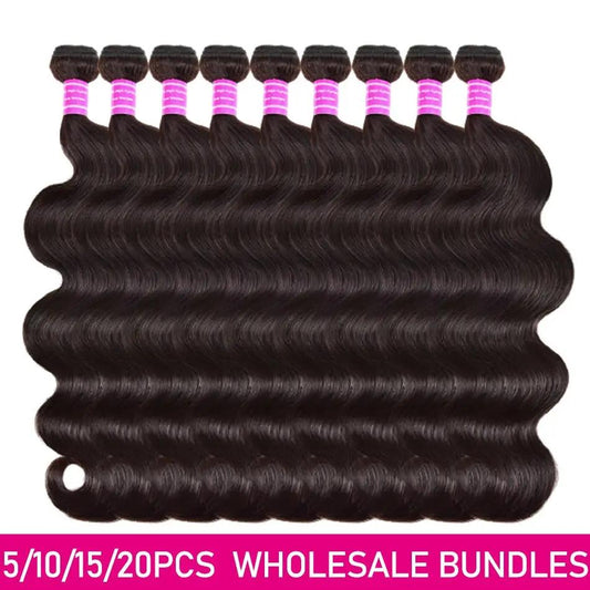 Wholesale 5/6/10/12 Bundles Brazilian Body Wave 10A Grade Human Hair Bundles