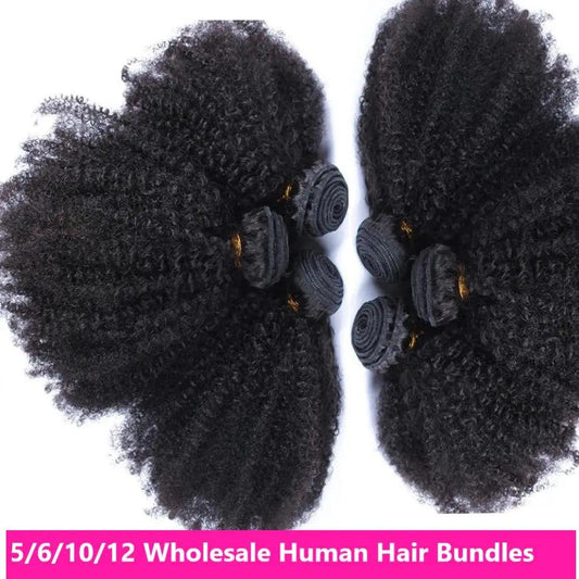 Wholesale 5/6/10/12 Bundles Afro Kinky Curly 10A Grade Human Hair Bundles
