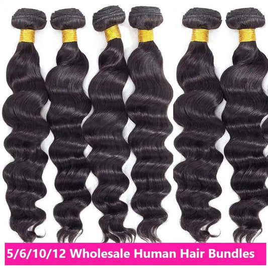 Wholesale 5/6/10/12 Bundles Brazilian Loose Body Wave 10A Grade Human Hair Bundles